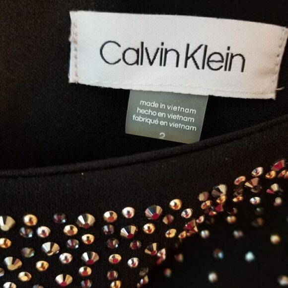 Calvin Klein Black Dress Neckline Embellishments - Picture 8 of 8